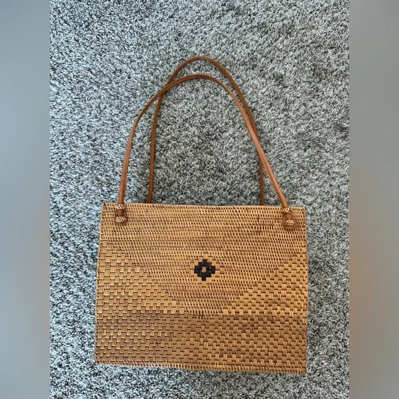 Handwoven Rattan Bali Ata Bag Purse Rectangular Basket Bag - Picture 3 of 17